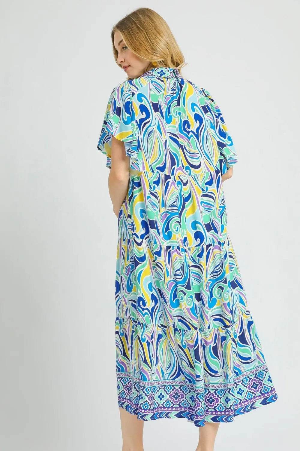 Umgee Printed Short Sleeve Tiered Midi Dress - Shop Style & More | Fresh Looks, Everyday Deals & Free Shipping