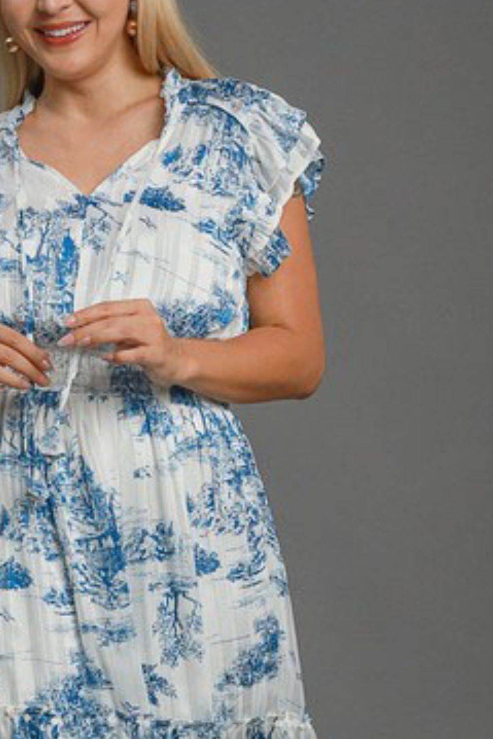 Umgee Full Size Two Tone Landscape Print Midi Dress Plus Size - Shop Style & More | Fresh Looks, Everyday Deals & Free Shipping