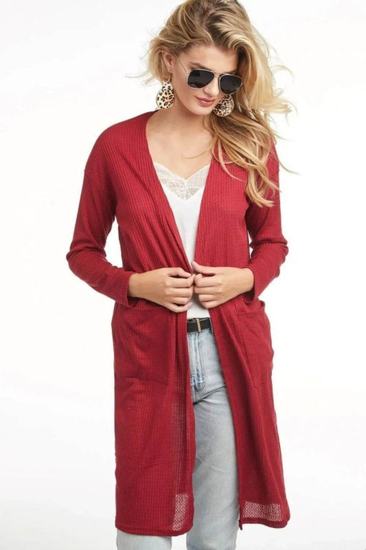 BiBi Pockets Thermal Open Front Cardigan - Shop Style & More | Fresh Looks, Everyday Deals & Free Shipping