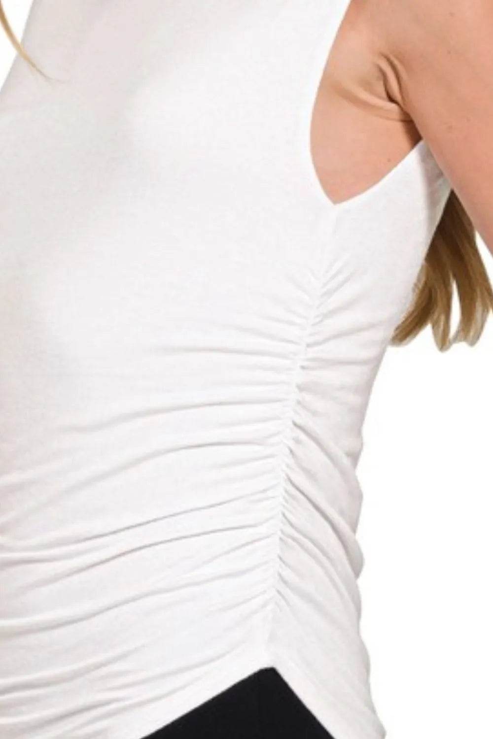 Zenana Double Layered Ruched Side Mock Neck Top - Shop Style & More | Fresh Looks, Everyday Deals & Free Shipping