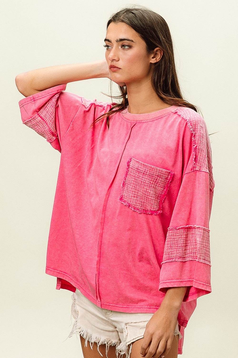 BiBi High-Low Washed T-Shirt - Shop Style & More | Fresh Looks, Everyday Deals & Free Shipping