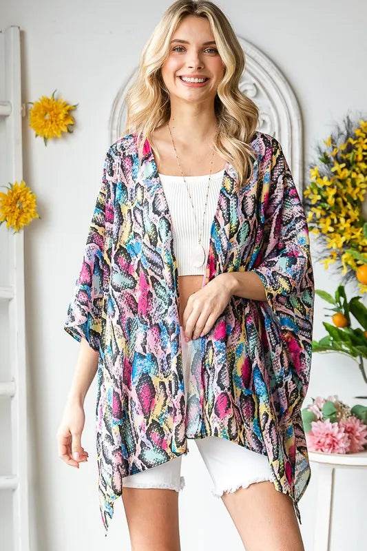 Heimish Full Size Multi Color Snake Open Cardigan Plus Size - Shop Style & More | Fresh Looks, Everyday Deals & Free Shipping