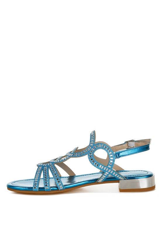 Jisters Cut Out Detail Rhinestone Flat Sandals - Shop Style & More | Fresh Looks, Everyday Deals & Free Shipping