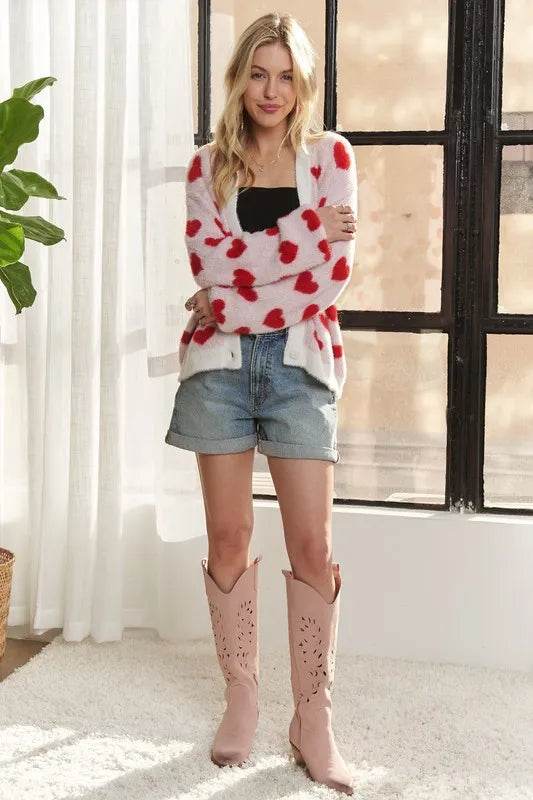 ADORA Fuzzy Heart Button Down Cardigan - Shop Style & More | Fresh Looks, Everyday Deals & Free Shipping