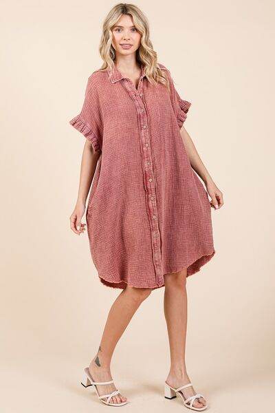 Mittoshop Mineral Wash Cotton Gauze Mini Shirt Dress - Shop Style & More | Fresh Looks, Everyday Deals & Free Shipping