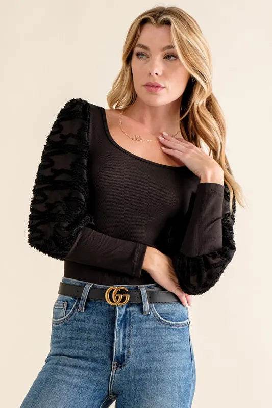 And The Why Textured Puff Sleeve Bodysuit - Shop Style & More | Fresh Looks, Everyday Deals & Free Shipping