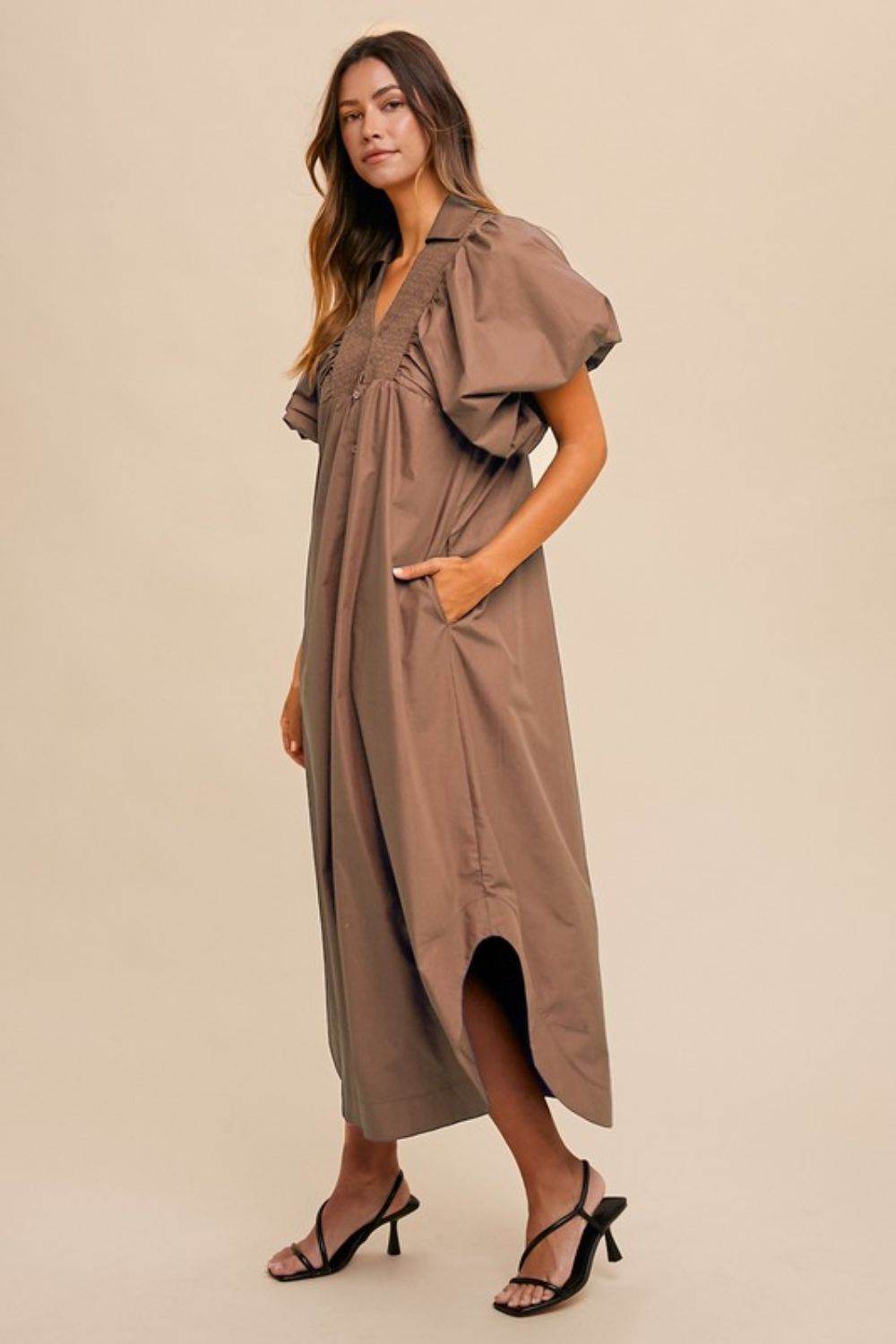 Annie Wear Smocked Puff Sleeve Midi Dress - Shop Style & More | Fresh Looks, Everyday Deals & Free Shipping