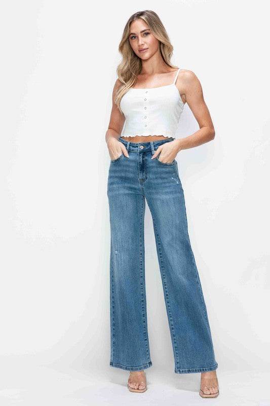 bytos Full Size High Rise Wide Leg Jeans with Pockets - Shop Style & More | Fresh Looks, Everyday Deals & Free Shipping