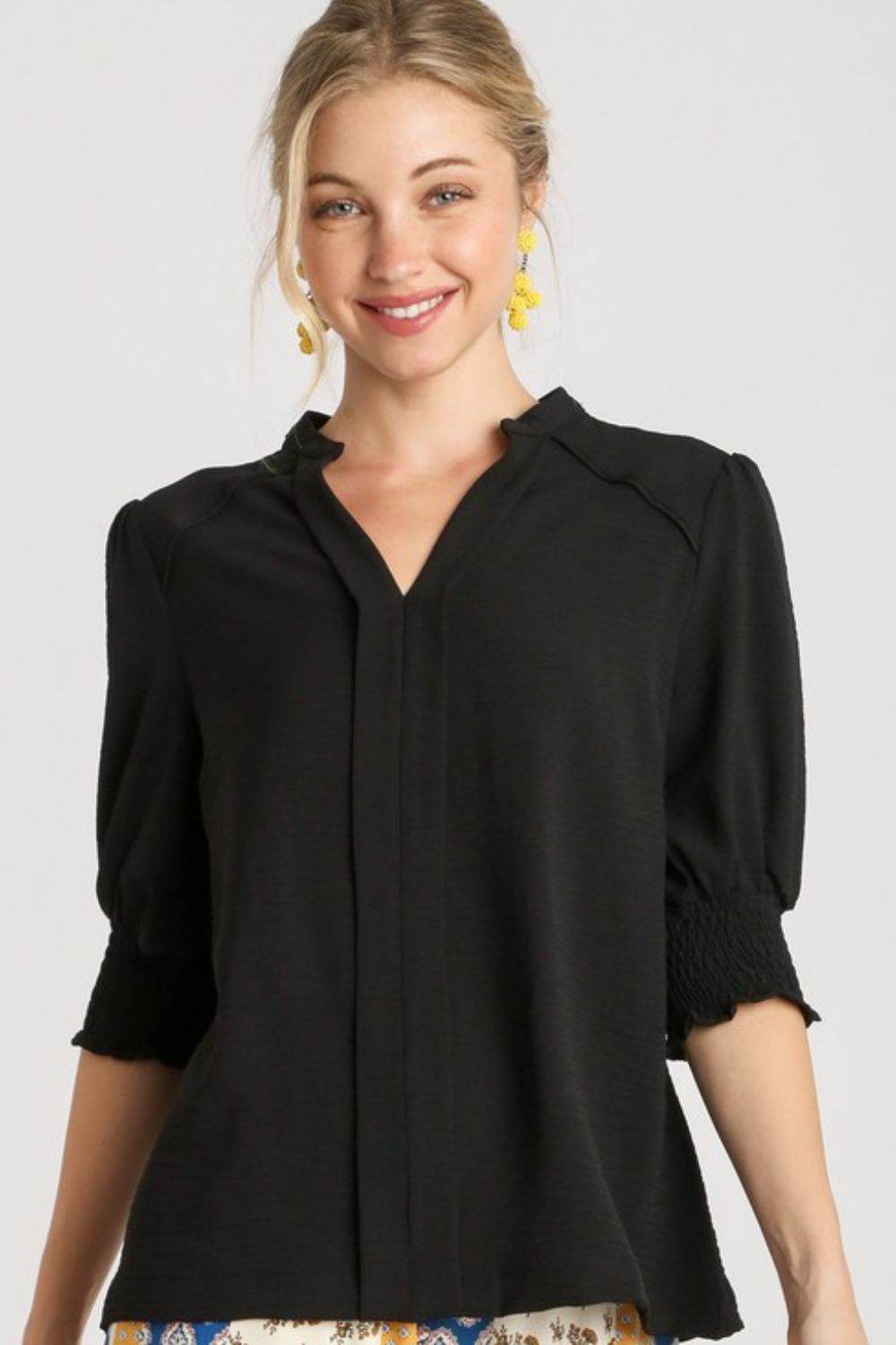 Umgee Full Size Split Neck Boxy Cut Top with Piping Details Plus Size - Shop Style & More | Fresh Looks, Everyday Deals & Free Shipping
