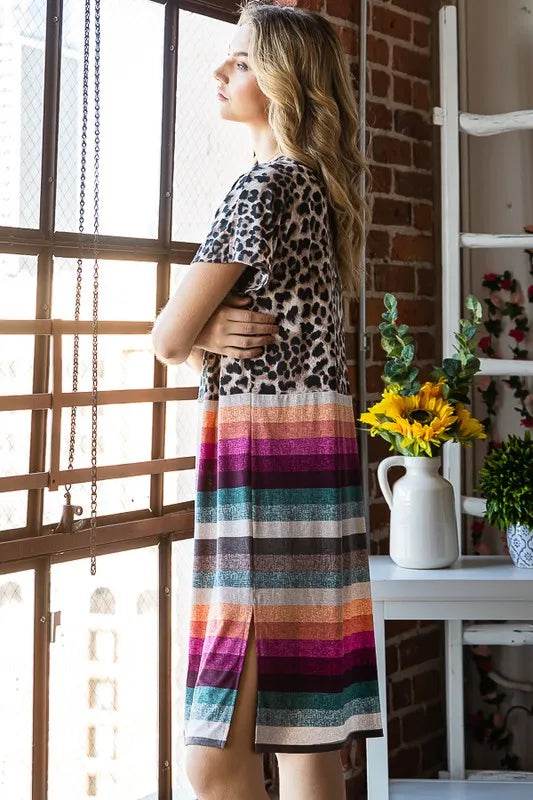 Heimish Full Size Animal Leopard and Stripe Open Cardigan Plus Size - Shop Style & More | Fresh Looks, Everyday Deals & Free Shipping