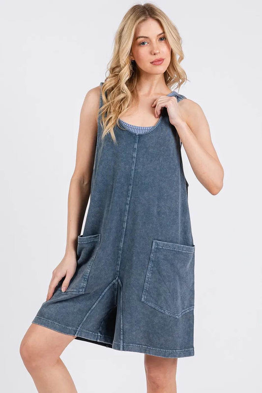Mittoshop Low Scoop Neck Tank Washed French Terry Romper - Shop Style & More | Fresh Looks, Everyday Deals & Free Shipping
