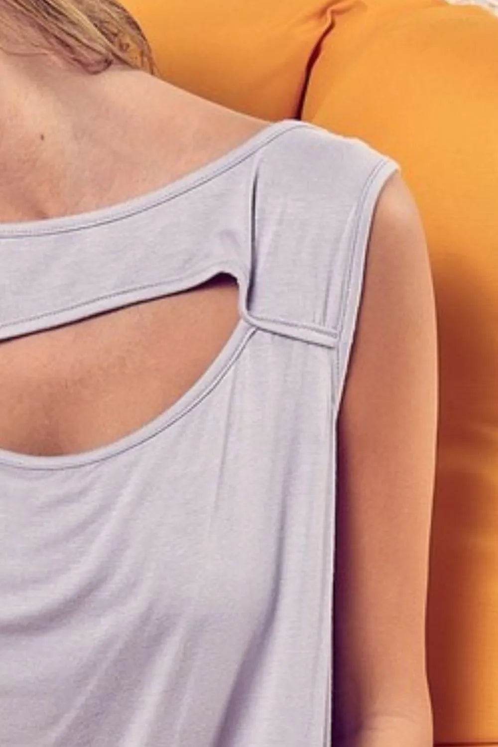BiBi Rayon Span Knit With Cut Out Front Sleeveless Top - Shop Style & More | Fresh Looks, Everyday Deals & Free Shipping