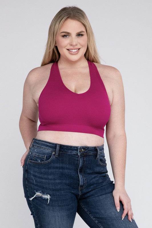 Plus Ribbed Cropped Racerback Tank Top - Shop Style & More | Fresh Looks, Everyday Deals & Free Shipping