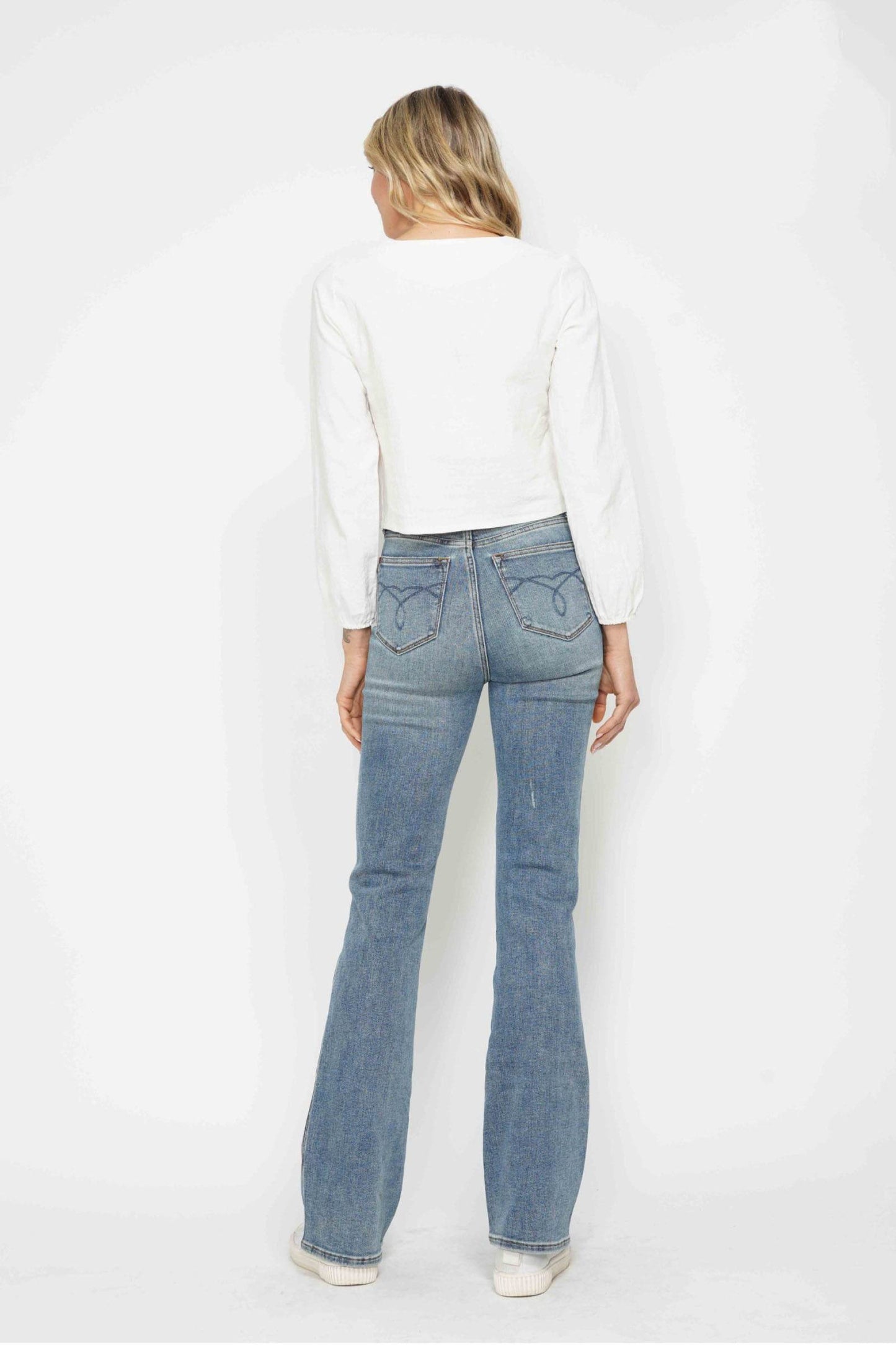 Judy Blue Full Size Tummy Control Back Embroidered Pocketed Bootcut Jeans Plus Size - Shop Style & More | Fresh Looks, Everyday Deals & Free Shipping