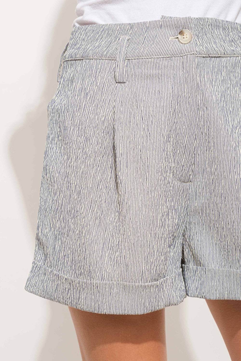And The Why Pin Striped High Waist Rolled Shorts - Shop Style & More | Fresh Looks, Everyday Deals & Free Shipping
