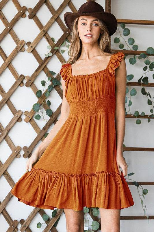 Ruched waist ruffled sleeveless dress - Shop Style & More | Fresh Looks, Everyday Deals & Free Shipping
