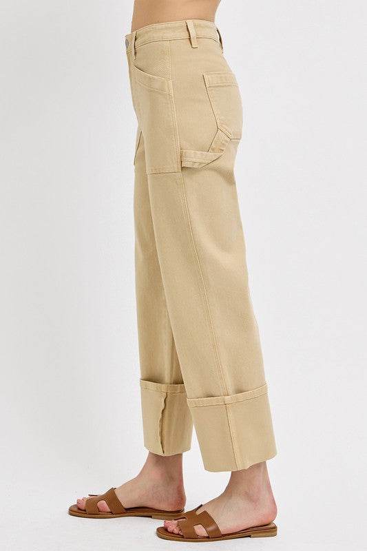 RISEN Full Size High Rise Wide Straight Cuffed Patch Jeans Plus Size - Shop Style & More | Fresh Looks, Everyday Deals & Free Shipping