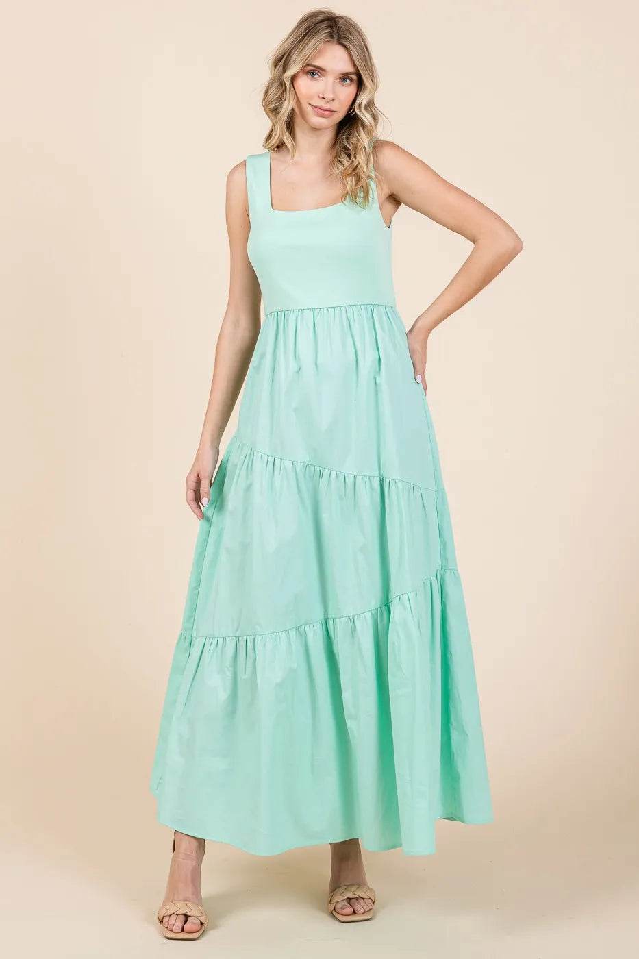 Mittoshop Mix Media Square Neck Maxi Dress - Shop Style & More | Fresh Looks, Everyday Deals & Free Shipping