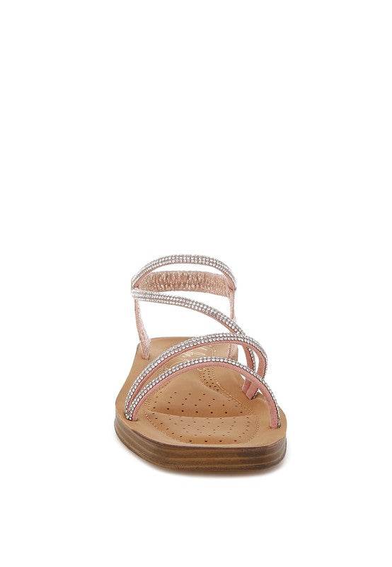 Ridayne Rhinestones Embellished Strappy Flats - Shop Style & More | Fresh Looks, Everyday Deals & Free Shipping