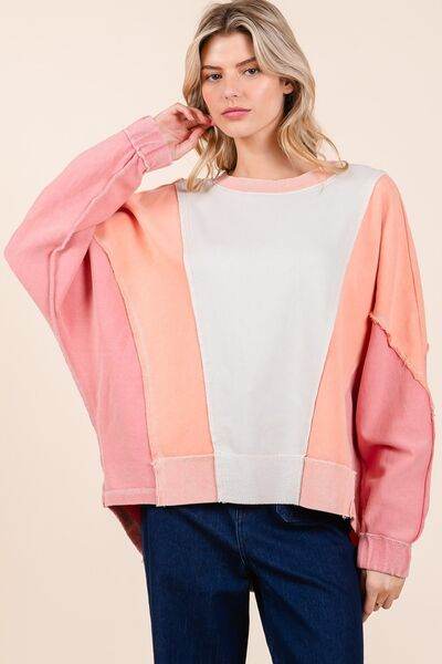 Mittoshop Mineral Wash Color Block Sweatshirt - Shop Style & More | Fresh Looks, Everyday Deals & Free Shipping
