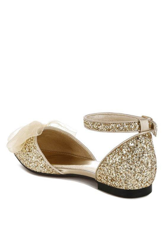 Clarice Sheer Bow Detail Glitter Flat Sandals - Shop Style & More | Fresh Looks, Everyday Deals & Free Shipping