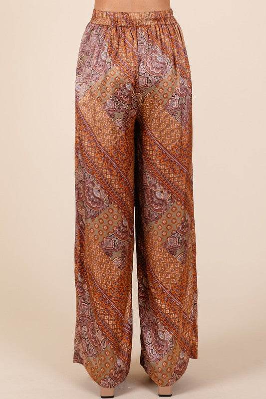 Mittoshop Paisley Patchwork Print Satin Wide Leg Pants - Shop Style & More | Fresh Looks, Everyday Deals & Free Shipping