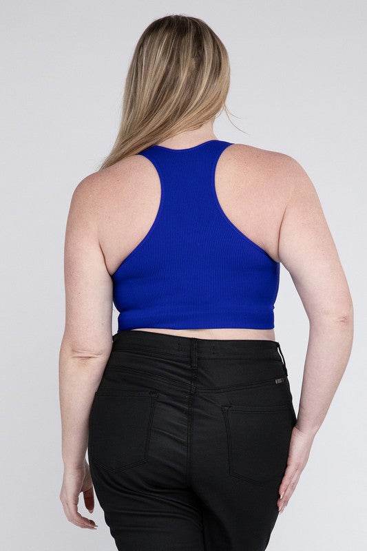 Plus Ribbed Cropped Racerback Tank Top - Shop Style & More | Fresh Looks, Everyday Deals & Free Shipping