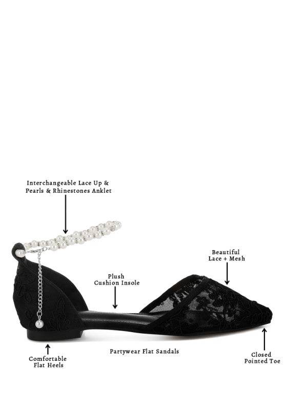 Shrami Pearl & Rhinestone Strap Flat Sandals - Shop Style & More | Fresh Looks, Everyday Deals & Free Shipping