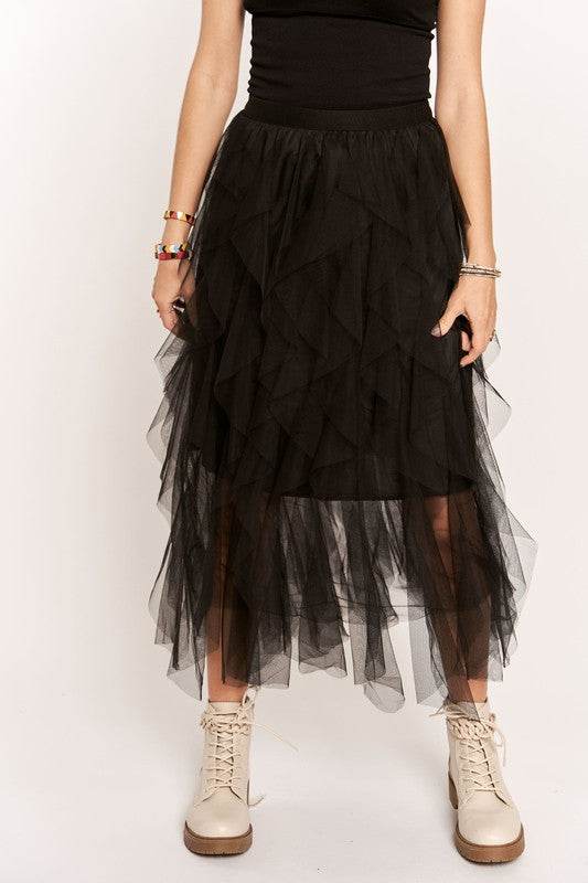 ADORA Ruffled Elastic Waist Midi Skirt - Shop Style & More | Fresh Looks, Everyday Deals & Free Shipping