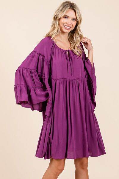 Mittoshop Frill Tie Neck Bell Sleeve Dress - Shop Style & More | Fresh Looks, Everyday Deals & Free Shipping