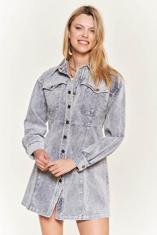 WASHED CORDUROY MINI DRESS JJD5006 - Shop Style & More | Fresh Looks, Everyday Deals & Free Shipping