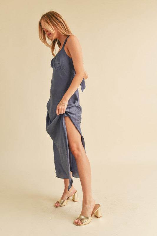 Aemi + Co Ruched Side Slit Cutout Back Maxi Cami Dress - Shop Style & More | Fresh Looks, Everyday Deals & Free Shipping