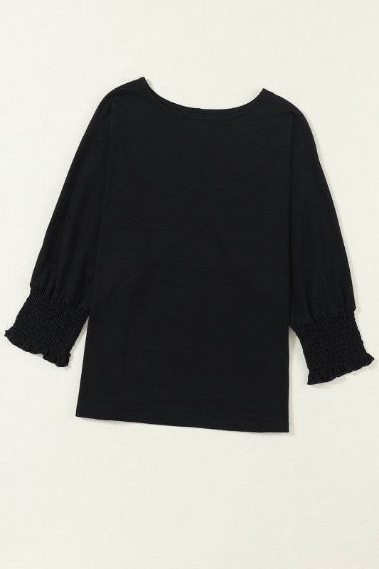 Dani Smocked 3/4 Sleeve Casual Loose Top - Shop Style & More | Fresh Looks, Everyday Deals & Free Shipping