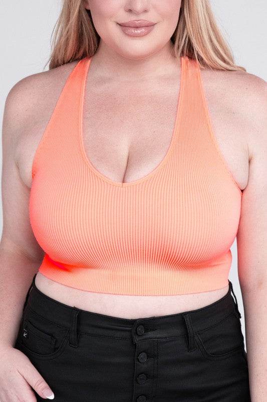 Plus Ribbed Cropped Racerback Tank Top - Shop Style & More | Fresh Looks, Everyday Deals & Free Shipping