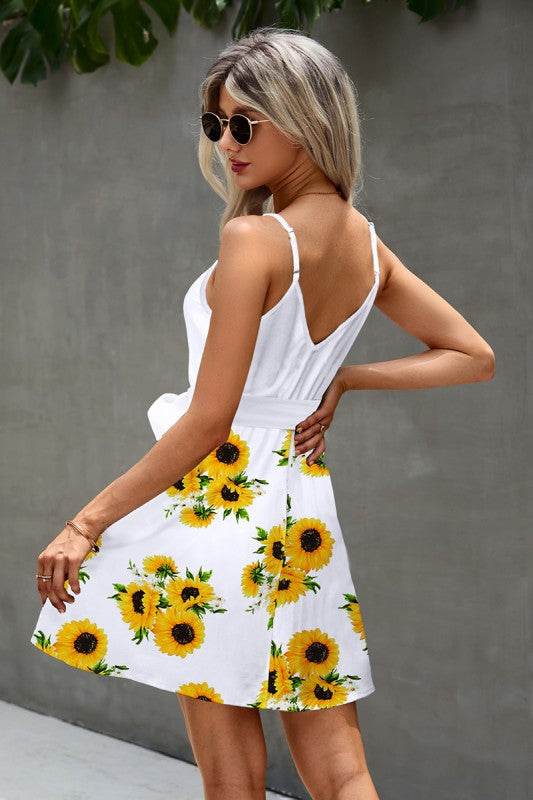 Floral V Neck Spaghetti Strap Belted Cami Dress - Shop Style & More | Fresh Looks, Everyday Deals & Free Shipping