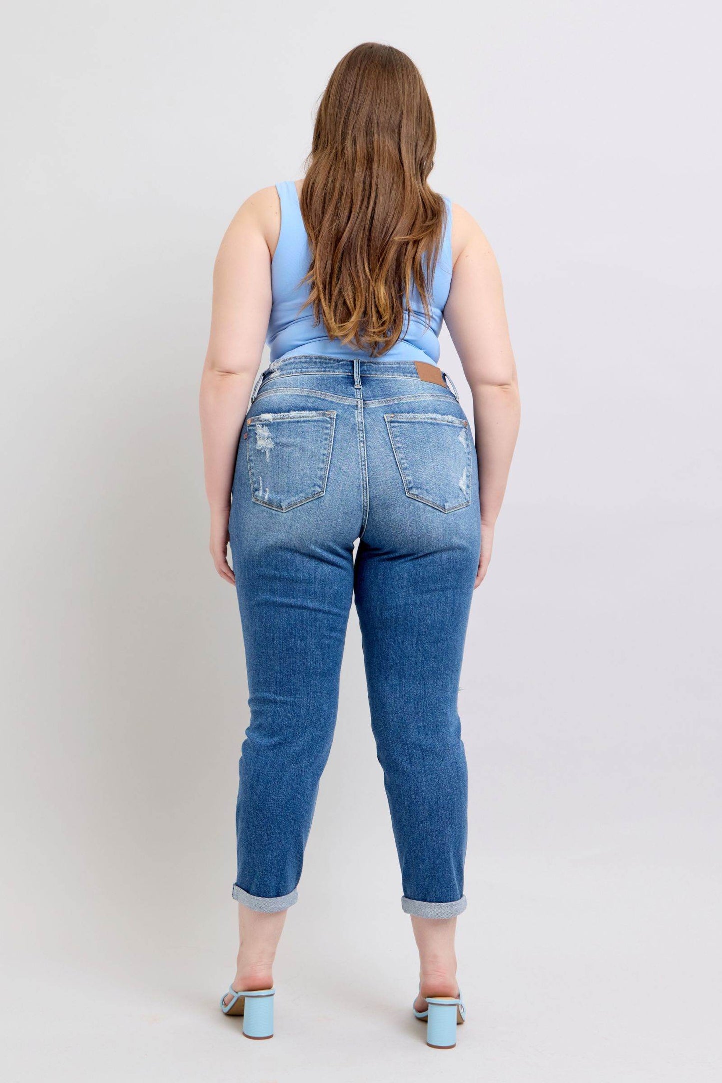 Judy Blue Full Size Button Fly Distressed Jeans with Pockets Plus Size - Shop Style & More | Fresh Looks, Everyday Deals & Free Shipping