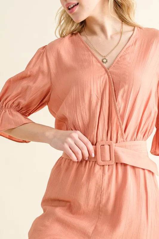 And The Why Flounce Sleeves Romper with Belt - Shop Style & More | Fresh Looks, Everyday Deals & Free Shipping