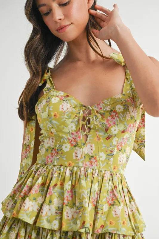 MABLE Floral Print Shoulder Tie Layered Mini Dress - Shop Style & More | Fresh Looks, Everyday Deals & Free Shipping