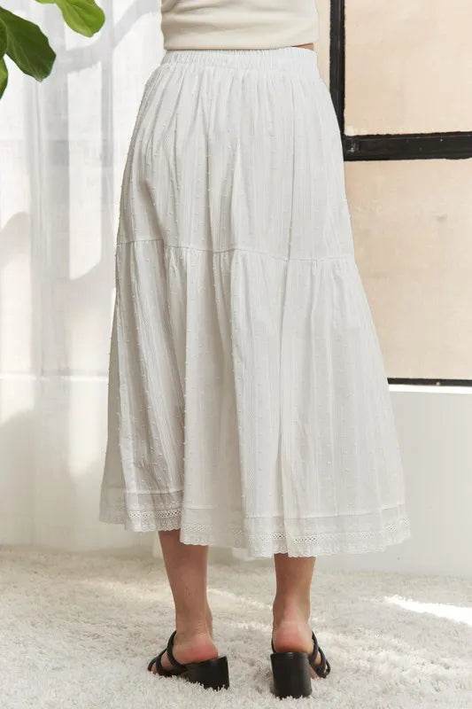 ADORA Elastic Waistband Tiered Midi Skirt - Shop Style & More | Fresh Looks, Everyday Deals & Free Shipping