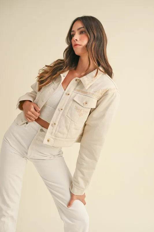 MABLE Embroidered Quilted Cropped Jacket - Shop Style & More | Fresh Looks, Everyday Deals & Free Shipping