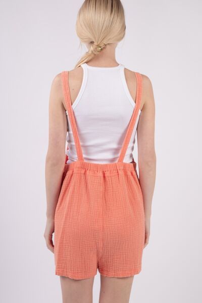 VERY J Sleeveless Double Gauze Overalls with Pockets Jumpsuits