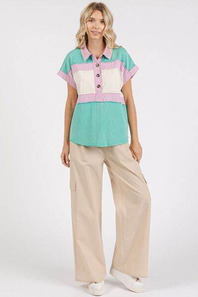 Mittoshop Color Block Henley Short Sleeve Polo Shirt - Shop Style & More | Fresh Looks, Everyday Deals & Free Shipping