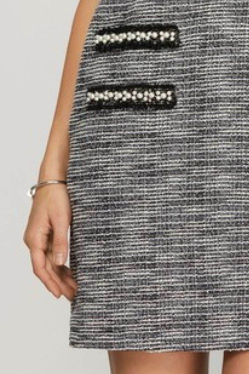 She + Sky Full Size Short Sleeve Pearl Studded Trim Knit Tweed Dress Plus Size - Shop Style & More | Fresh Looks, Everyday Deals & Free Shipping