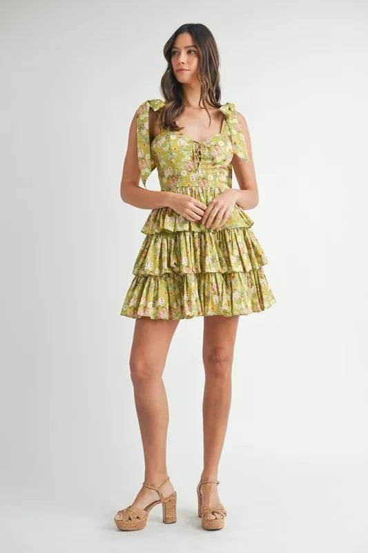 MABLE Floral Print Shoulder Tie Layered Mini Dress - Shop Style & More | Fresh Looks, Everyday Deals & Free Shipping
