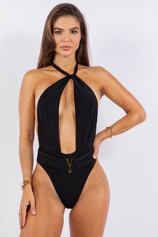 ONE PIECE BATHING SUIT DEEP OPEN WITH BELT ON WAIS - Shop Style & More | Fresh Looks, Everyday Deals & Free Shipping