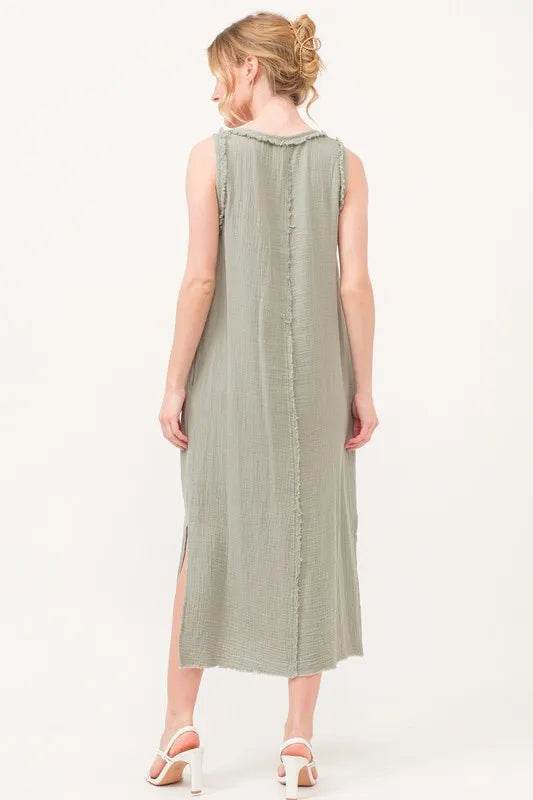 And The Why Washed Gauzed Patch Pocket Tank Midi Dress - Shop Style & More | Fresh Looks, Everyday Deals & Free Shipping