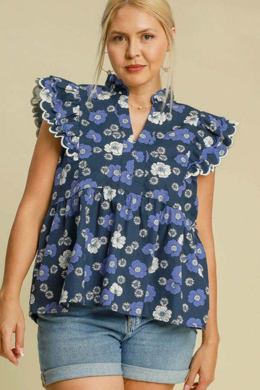 Umgee Full Size Floral Print Peplum Top Plus Size - Shop Style & More | Fresh Looks, Everyday Deals & Free Shipping