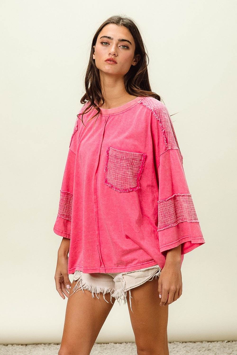 BiBi High-Low Washed T-Shirt - Shop Style & More | Fresh Looks, Everyday Deals & Free Shipping