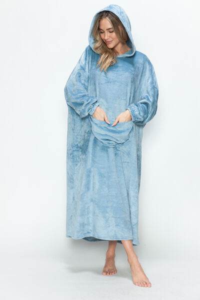 Double Take Full Size Pocketed Hooded Midi Lounge Dress - Shop Style & More | Fresh Looks, Everyday Deals & Free Shipping