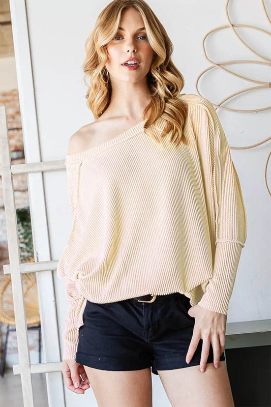Reborn J Exposed Seam Lantern Sleeve Top - Shop Style & More | Fresh Looks, Everyday Deals & Free Shipping